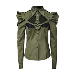 Y-625 Winter Uniform Style Punk Shirts With Long Puff Sleeves?-??Punk Rave Clothing