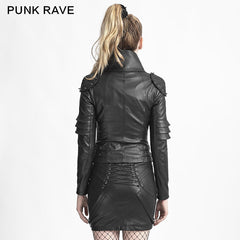 Y-626 Rivets Studded Sexy Tight Punk Jacket With High Collar For Women?-??Punk Rave Clothing