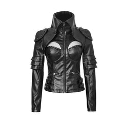 Y-626 Rivets Studded Sexy Tight Punk Jacket With High Collar For Women?-??Punk Rave Clothing
