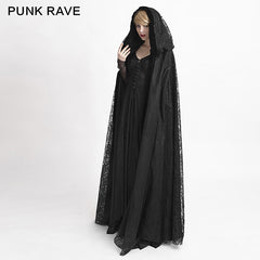 Y-629 Velvet Fabric Big Cape Gothic Trench Coats With Flower Pattern?-??Punk Rave Clothing