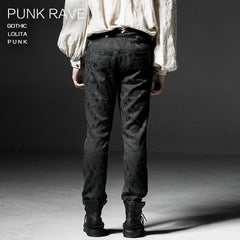 K-193 Punk black Winter Flower Pattern Men Slim Gothic Pants?-??Punk Rave Clothing