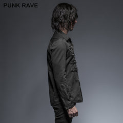 Y-634 Rock Metallic black Slim Punk Shirts With A Collar?-??Punk Rave Clothing
