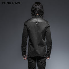 Y-634 Rock Metallic black Slim Punk Shirts With A Collar?-??Punk Rave Clothing