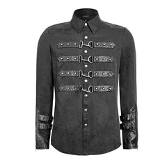Y-634 Rock Metallic black Slim Punk Shirts With A Collar?-??Punk Rave Clothing