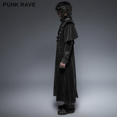 Y-636 Military black Leather Long Gothic Trench Coats With Belts?-??Punk Rave Clothing