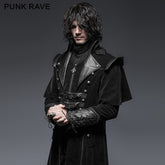 Y-636 Military black Leather Long Gothic Trench Coats With Belts?-??Punk Rave Clothing
