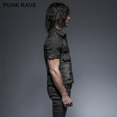 Y-638 Causal Tie-dye Short Sleeves Punk Shirts With Two Pockets?-??Punk Rave Clothing