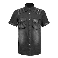 Y-638 Causal Tie-dye Short Sleeves Punk Shirts With Two Pockets?-??Punk Rave Clothing