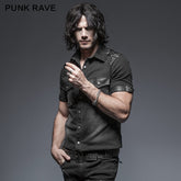 Y-638 Causal Tie-dye Short Sleeves Punk Shirts With Two Pockets?-??Punk Rave Clothing