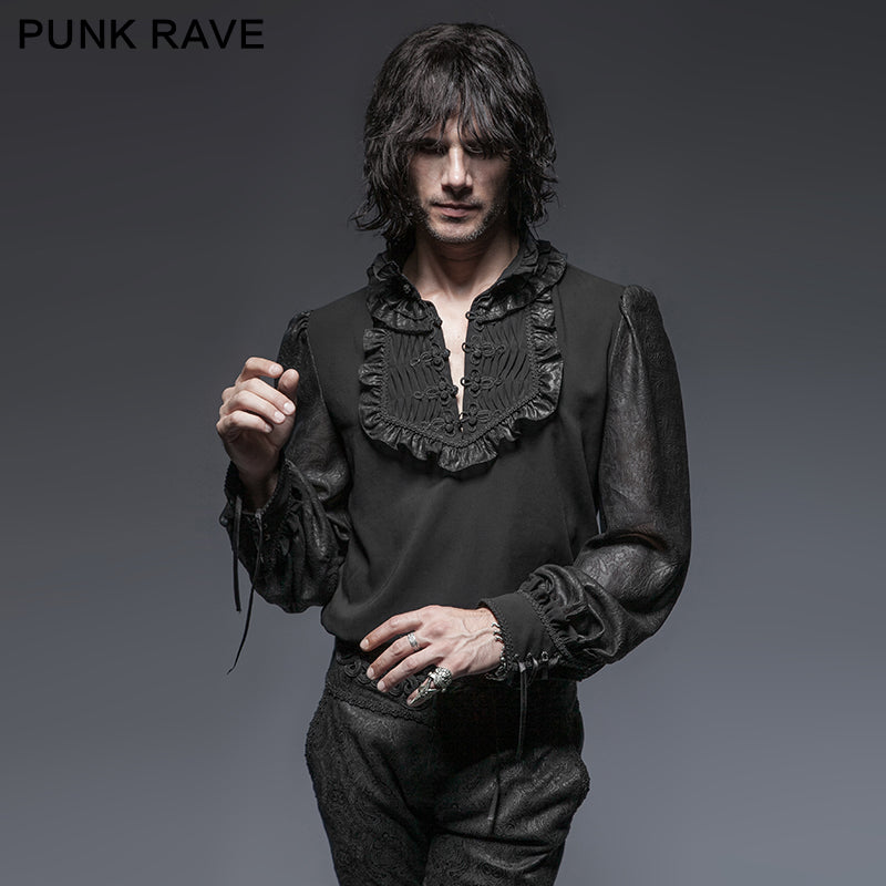 Y-639 Spring Christmas Attractive Gothic Shirt With Plate Buttons?-??Punk Rave Clothing