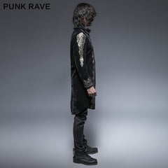 Y-641 Retro black Long Gothic Trench Coats With Aesthetic Pattern?-??Punk Rave Clothing