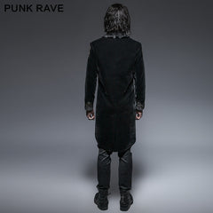 Y-641 Retro black Long Gothic Trench Coats With Aesthetic Pattern?-??Punk Rave Clothing