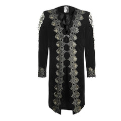 Y-641 Retro black Long Gothic Trench Coats With Aesthetic Pattern?-??Punk Rave Clothing