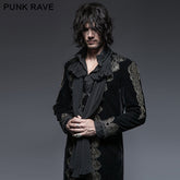 Y-641 Retro black Long Gothic Trench Coats With Aesthetic Pattern?-??Punk Rave Clothing