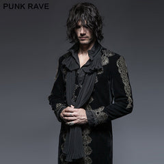 Y-641 Retro black Long Gothic Trench Coats With Aesthetic Pattern?-??Punk Rave Clothing