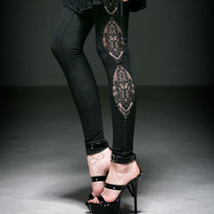 K-194 With Lace black Sexy Long Gothic Pants Leggings?-??Punk Rave Clothing