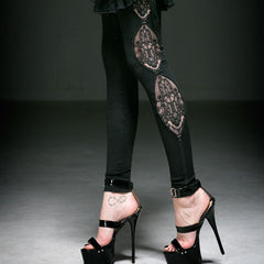 K-194 With Lace black Sexy Long Gothic Pants Leggings?-??Punk Rave Clothing