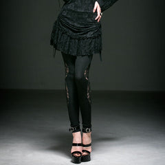 K-194 With Lace black Sexy Long Gothic Pants Leggings?-??Punk Rave Clothing