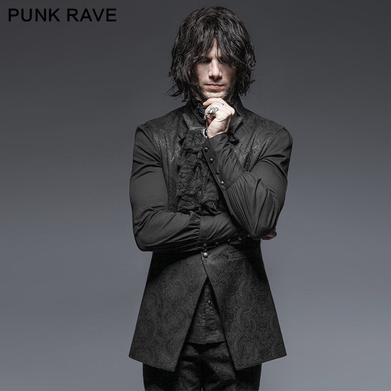 Y-642 Winter Luxury Flower Pattern Gothic Vest With Stand-up Collar?-??Punk Rave Clothing