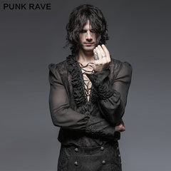 Y-643 Gorgeous Silk Gothic Shirt With Bubble Long Sleeve?-??Punk Rave Clothing