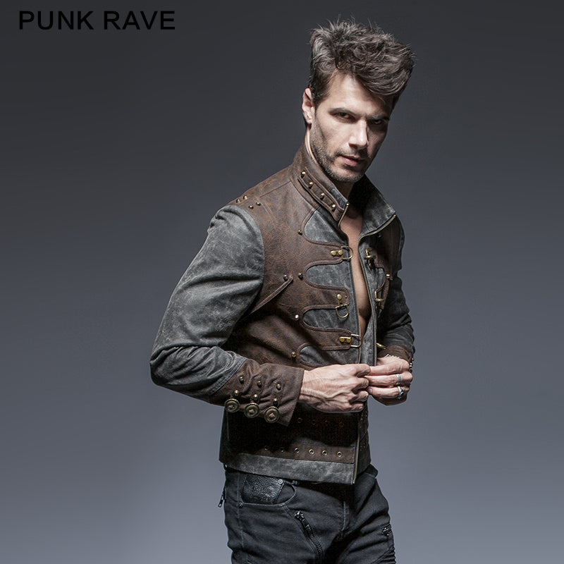 Y-646 Steampunk Zipped Short Punk Jacket With Stand-up Collar?-??Punk Rave Clothing