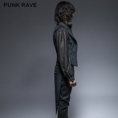 Y-648 Blue Long Gorgeous Tuxedo 100% Polyester Gothic Coat?-??Punk Rave Clothing