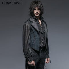 Y-648 Blue Long Gorgeous Tuxedo 100% Polyester Gothic Coat?-??Punk Rave Clothing