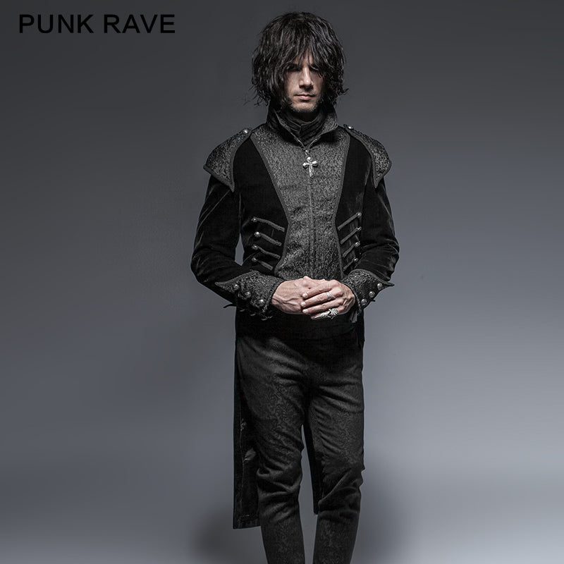 Y-649 Unique Asymmetry Balck Gothic Trench Coats With Swallow Tail?-??Punk Rave Clothing