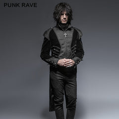 Y-649 Unique Asymmetry Balck Gothic Trench Coats With Swallow Tail?-??Punk Rave Clothing