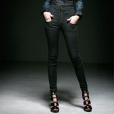 K-195 Lace Long black High Waist Punk Pants?-??Punk Rave Clothing