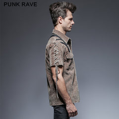 Y-652 Steampunk Military Punk Shirts For Man With Double Pockets?-??Punk Rave Clothing