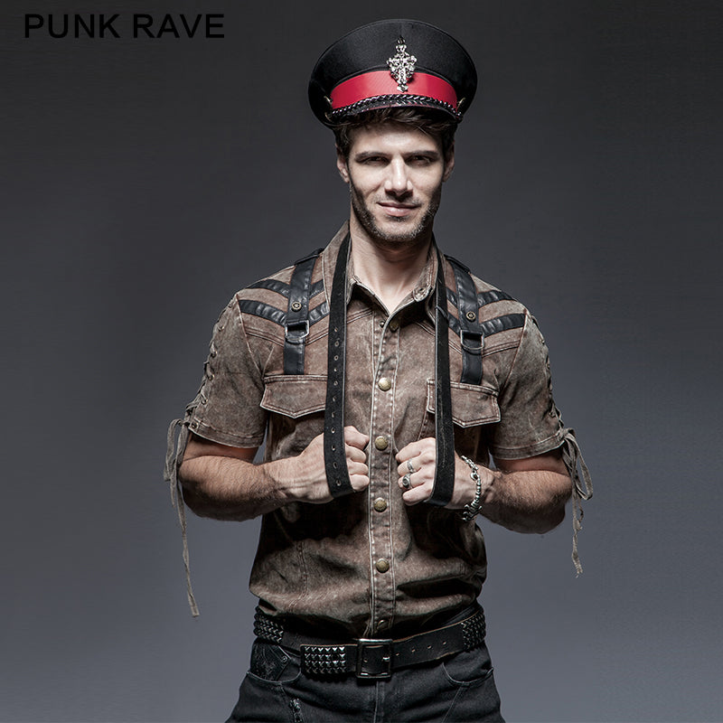 Y-652 Steampunk Military Punk Shirts For Man With Double Pockets?-??Punk Rave Clothing
