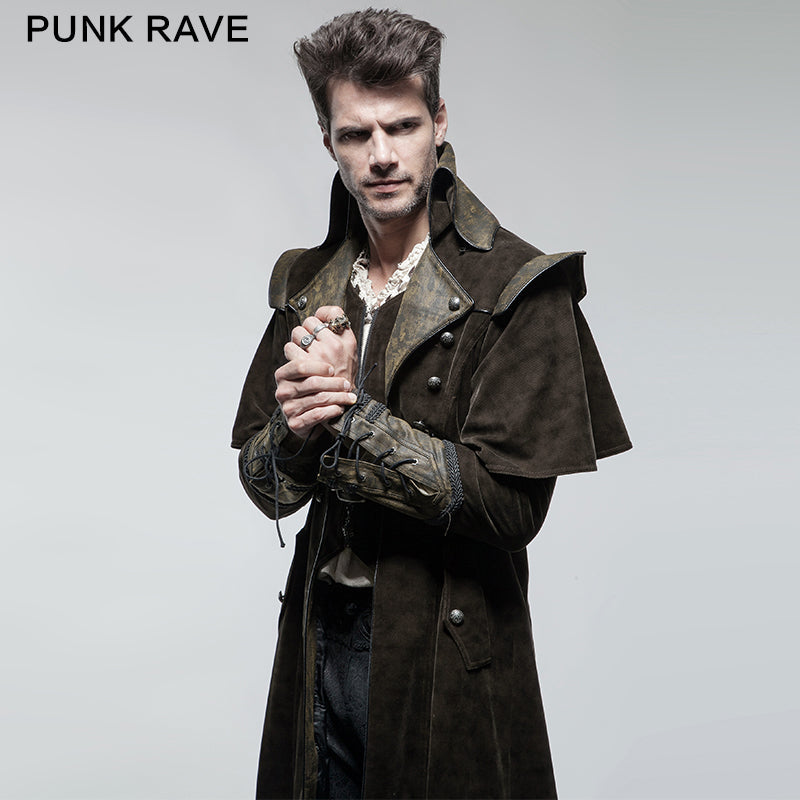 Y-654 Military Cape Style Modern Gothic Trench Coats For Men?-??Punk Rave Clothing