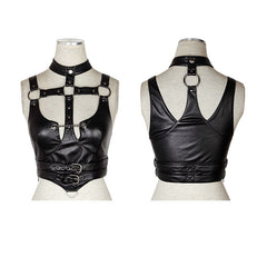 Y-655 New Original Leather Sexy Punk Vest Spaghetti Stap?-??Punk Rave Clothing