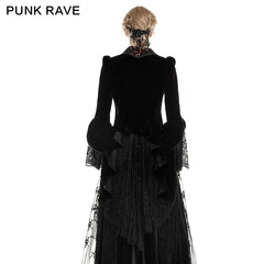 Y-656 Spring Palace Slim Gothic Trench Coats With Flower Lace Pattern?-??Punk Rave Clothing