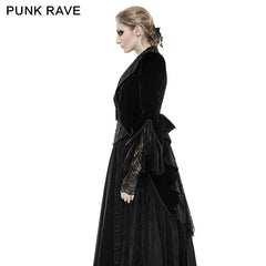 Y-656 Spring Palace Slim Gothic Trench Coats With Flower Lace Pattern?-??Punk Rave Clothing