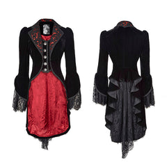 Y-656 Spring Palace Slim Gothic Trench Coats With Flower Lace Pattern?-??Punk Rave Clothing