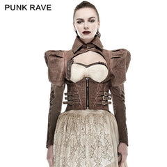 Y-660 Steampunk black Short Punk Trench Coat With High Collar?-??Punk Rave Clothing