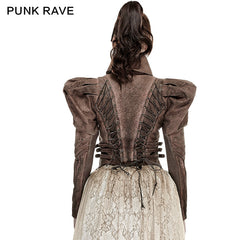 Y-660 Steampunk black Short Punk Trench Coat With High Collar?-??Punk Rave Clothing