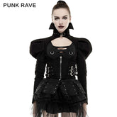 Y-660 Steampunk black Short Punk Trench Coat With High Collar?-??Punk Rave Clothing