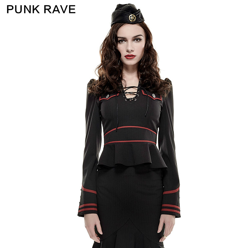 Y-661 Gorgeous Soft Textile Punk Jacket With Red Stripes?-??Punk Rave Clothing