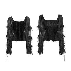 Y-663 3D Handmade Slik Gorgeous Extra Long Gothic Shirt For Women?-??Punk Rave Clothing