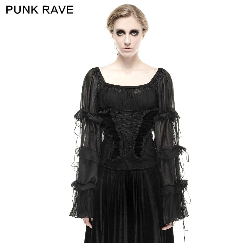 Y-663 3D Handmade Slik Gorgeous Extra Long Gothic Shirt For Women?-??Punk Rave Clothing
