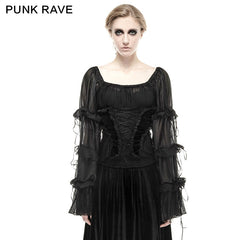 Y-663 3D Handmade Slik Gorgeous Extra Long Gothic Shirt For Women?-??Punk Rave Clothing