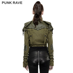 Y-665 Cool Military Short Punk Jacket With High Collar?-??Punk Rave Clothing