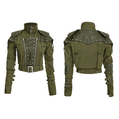 Y-665 Cool Military Short Punk Jacket With High Collar?-??Punk Rave Clothing