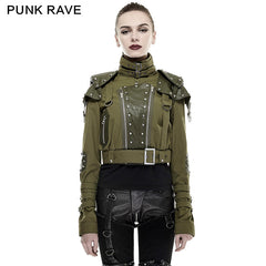 Y-665 Cool Military Short Punk Jacket With High Collar?-??Punk Rave Clothing