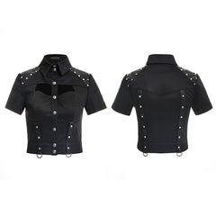 Y-666 Military Sexy Leather Punk Shirts With Rivet Studded?-??Punk Rave Clothing