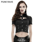 Y-666 Military Sexy Leather Punk Shirts With Rivet Studded?-??Punk Rave Clothing