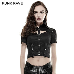 Y-666 Military Sexy Leather Punk Shirts With Rivet Studded?-??Punk Rave Clothing